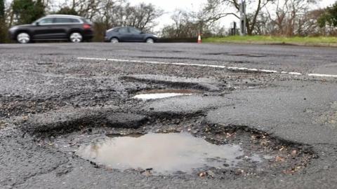 Pothole on a tarmac road