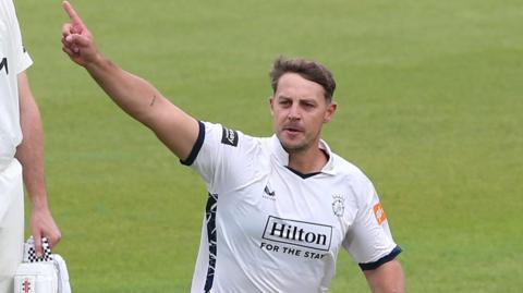 Delano Potgieter celebrates the first wicket