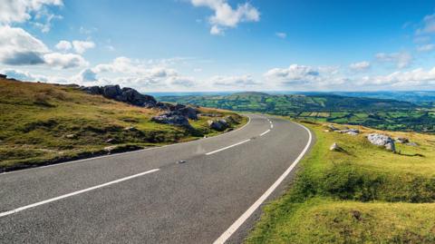  An aerial view of the Black Mountain Pass in the Brecon Beacons