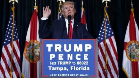 Donald Trump at a rally in Tampa