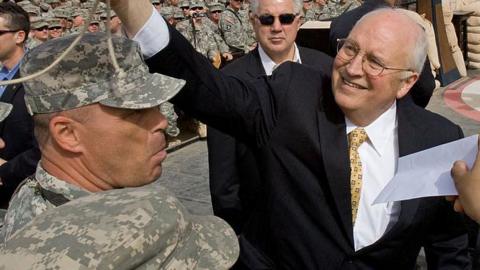 Cheney meets troops stationed at Balad Air Base, Iraq in 2008