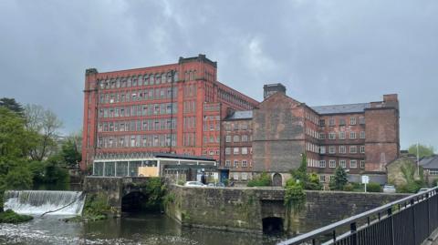 Belper Mills on the Derwent viewed from the A6
