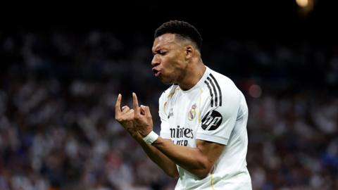 Kylian Mbappe frustrated during Real Madrid match against Girona in La Liga