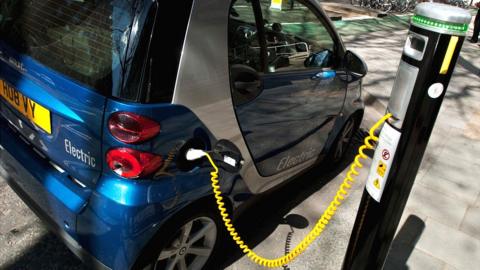 Electric car at charging point