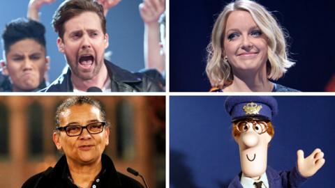 Clockwise from top left: Kaiser Chiefs, Lauren Laverne, Postman Pat, Lubaina Himid