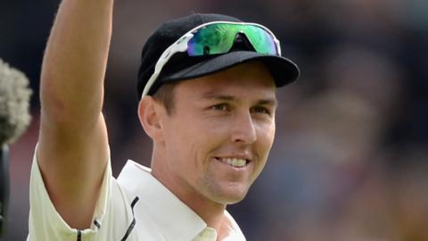 Trent Boult playing for New Zealand