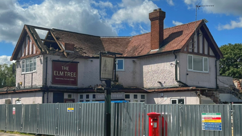 Demolition work at the Elm Tree Tavern pub