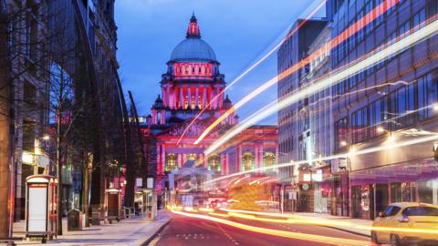 Belfast City Hall with lights