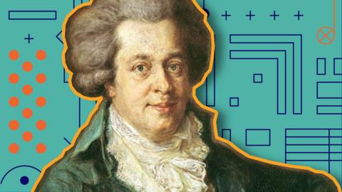 Mozart on colourful background