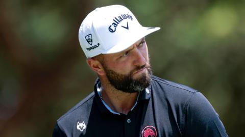 Golf Jon Rahm at a LIV Golf event