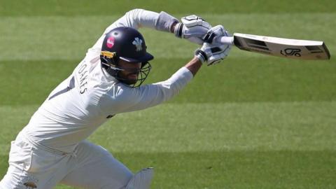 Ben Foakes drives through the covers during his innings of 86 for Surrey against Yorkshire at the Kia Oval