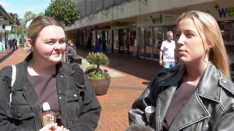 Two women speaking to the BBC