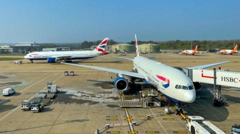 Planes at Gatwick Airport