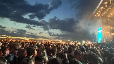 Young people at concert during Boardmasters