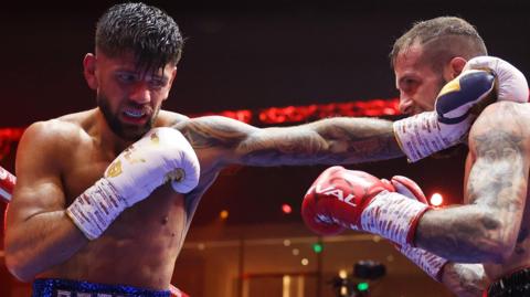 Joe Cordina protects himself in his bout against Anthony Cacace in Saudi Arabia in May 2024