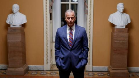 Senate Majority Leader John Thune after the Senate passed a funding bill on Capitol Hill on 10 November 2025