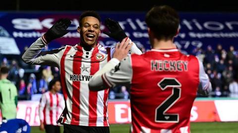 Brentford celebrate opener against Macclesfield
