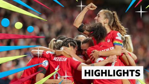 Switzerland players celebrate Geraldine Reuteler's goal