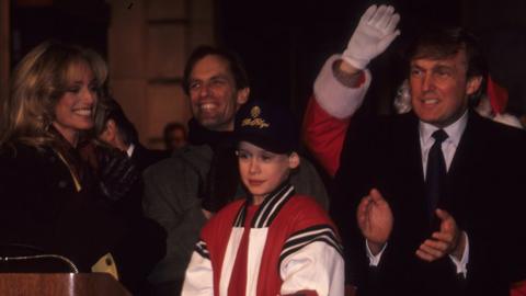 Donald Trump (right) and Macaulay Culkin (centre). Photo: December 1991