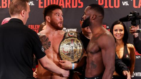 Johnny Eblen and Fabian Edwards face off before their middleweight title bout at Bellator 299 in Dublin