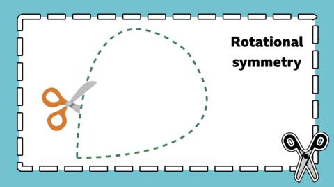Activity sheet showing dotted outline and scissors for child to complete the rotational symmetry.