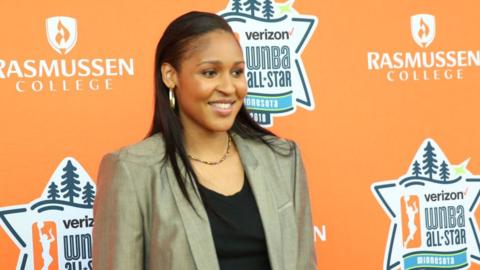 Maya Moore of the Minnesota Lynx poses on the Orange Carpet prior to WNBA All-Star Welcome Reception on July 27, 2018