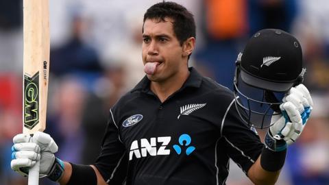 Ross Taylor celebrates an ODI century against New Zealand