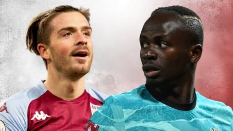 Aston Villa's Jack Grealish and Liverpool's Sadio Mane