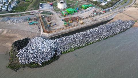 Flood defences on Essex coast