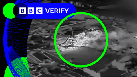  A screengrab from a Ukrainian military handout video showing an explosion said to be at a Russian army base