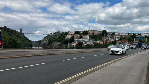 A370 Brunel Way in Bristol with Clifton visible in the background