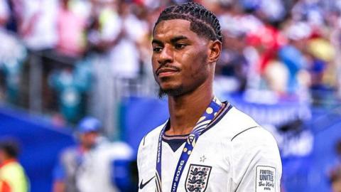 Manchester United and England forward Marcus Rashford after the third-place game against France at the World Cup