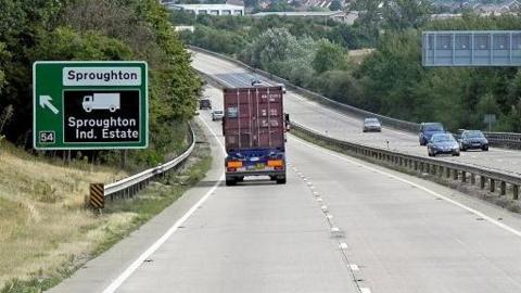 The A14 at Sproughton