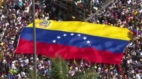 Crowds gather in Caracas, Venezuela