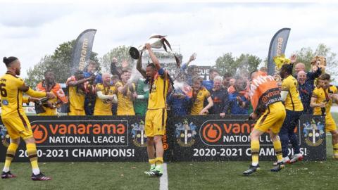 Sutton United players celebrate