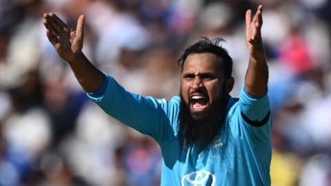 England spinner Adil Rashid successfully appeals for lbw