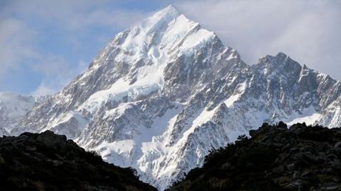The peak of Mount Cook, also known as Aoraki in Maori, New Zealand's highest mountain