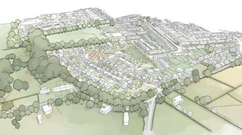 An artist's impression of what the development could look like from above.