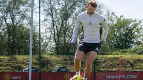 Manchester United defender Matthijs de Ligt pictured during Manchester United training