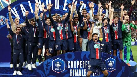 PSG players celebrate winning French Cup