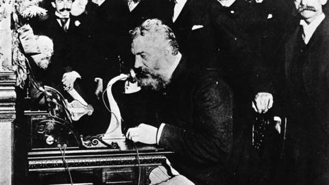 Alexander Graham Bell Making Telephone Call