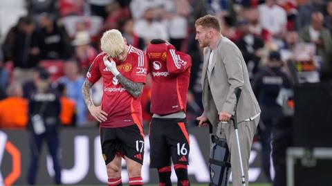 Manchester United pair Alejandro Garnacho and Amad Diallo after the Europa League defeat by Tottenham last season
