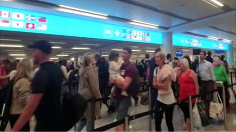 Queues at Gatwick airport