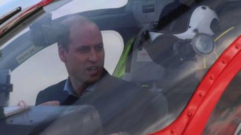 The Duke of Cambridge in a helicopter