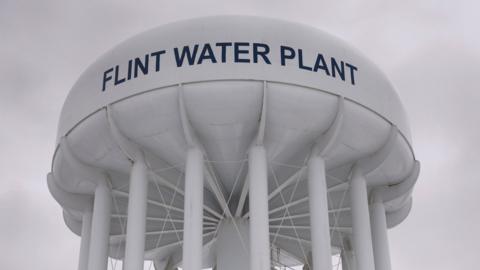 Water tower in Flint, Michigan