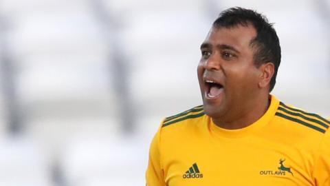 Samit Patel celebrates a wicket for Notts