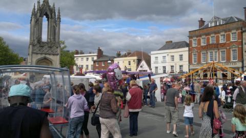 Hundreds of people are attracted to the town square for the annual Devizes May Fair