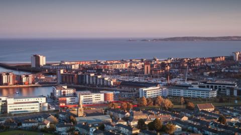 Swansea city centre and marina