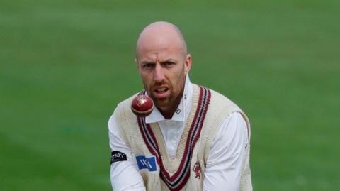 Jack Leach playing for Somerset