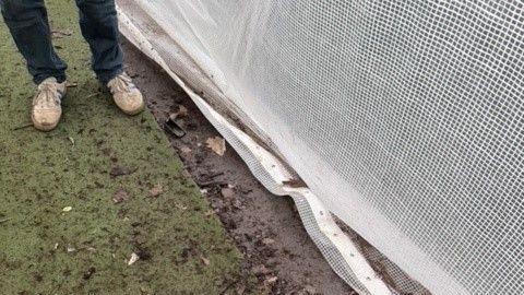 Spoiled astroturf at Littlehampton Indoor Cricket Centre